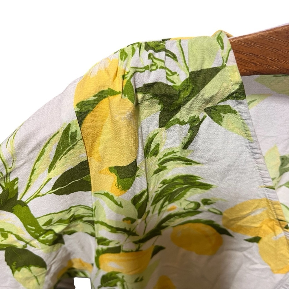LOFT Lemon Print Mini Dress - Yellow and Green sz 12 - Picture 4 of 14